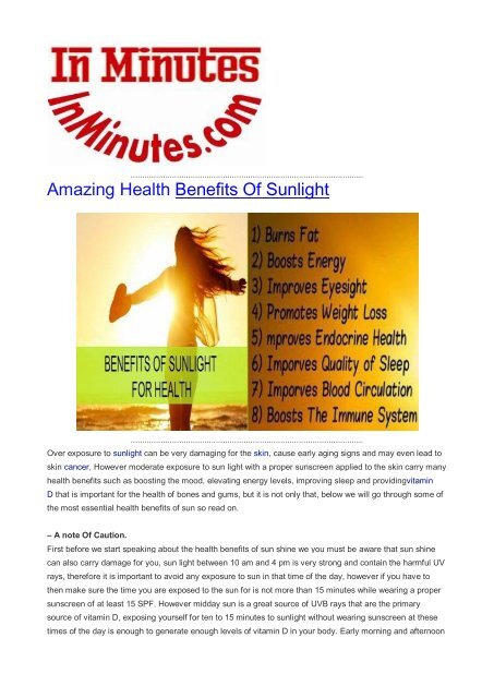 Amazing Health Benefits Of Sunlight