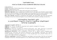 Legal English Course At the Law Faculty of Ivane Javakhishvili ...