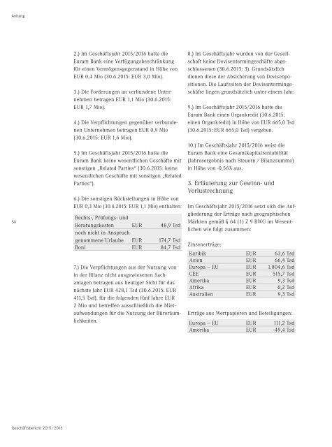 Geschäftsbericht der Euram Bank Wien 2015/2016