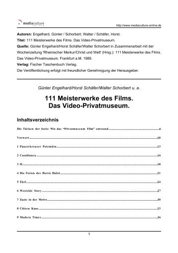 111 Meisterwerke des Films. Das Video-Privatmuseum ...