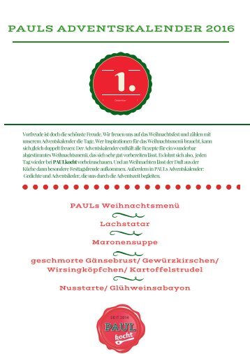 PAULs Adventskalender 2016 1. Tag