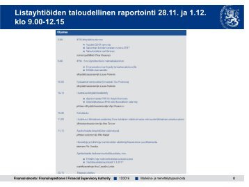 Listayhtiöiden taloudellinen raportointi 28.11 ja 1.12 klo 9.00-12.15