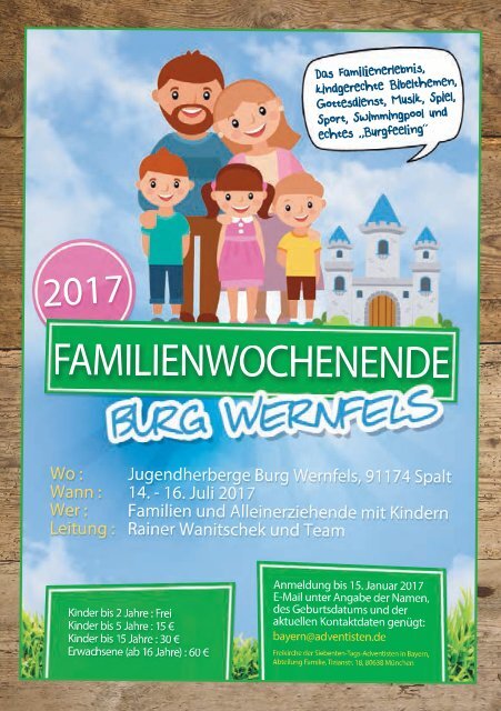 Freizeitkalender 2017 der Adventjugend Bayern