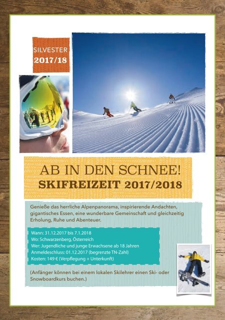 Freizeitkalender 2017 der Adventjugend Bayern