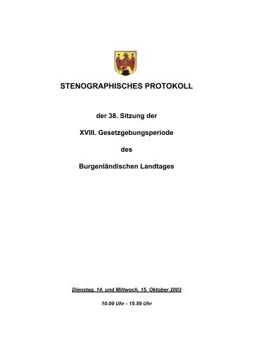 STENOGRAPHISCHES PROTOKOLL der 38 ... - Burgenland.at