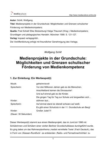 Medienprojekte in der Grundschule - Mediaculture online