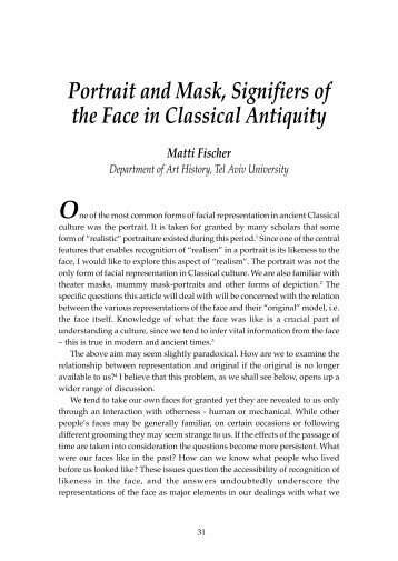 Portrait and Mask, Signifiers of the Face in Classical Antiquity Matti ...