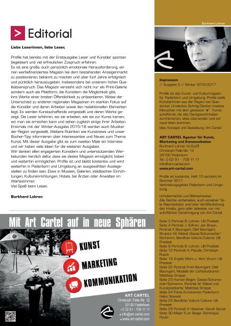 Profile Nr. 9 - Kunst und Kulturmagazin