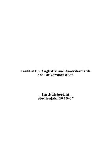 Institut für Anglistik und Amerikanistik der Universität - Universität Wien