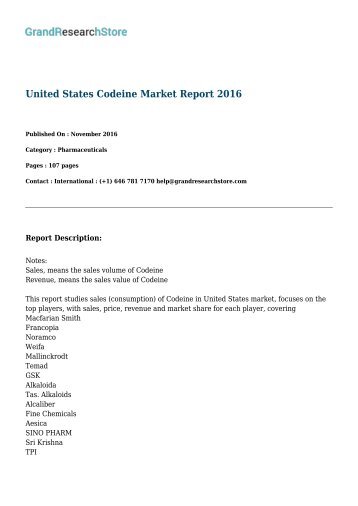 United States Codeine Market Report 2016