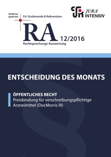 RA 12/2016 - Entscheidung des Monats