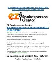 EZ Spokesperson Creator review- EZ Spokesperson Creator $27,300 bonus & discount