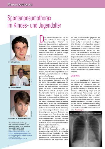 Spontanpneumothorax (Arzt+Kind 2011) - Kinderchirurgie Wien