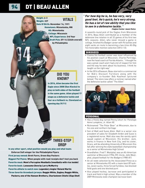 EAGLES GAME NOTES