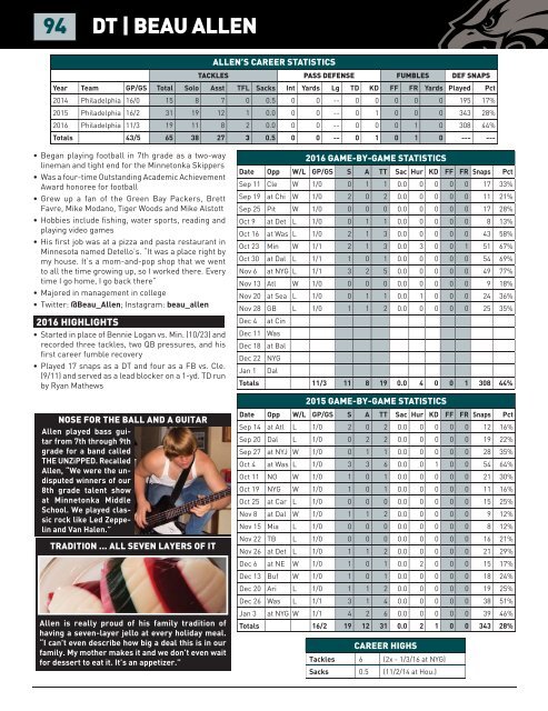 EAGLES GAME NOTES