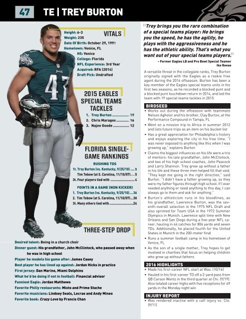 EAGLES GAME NOTES