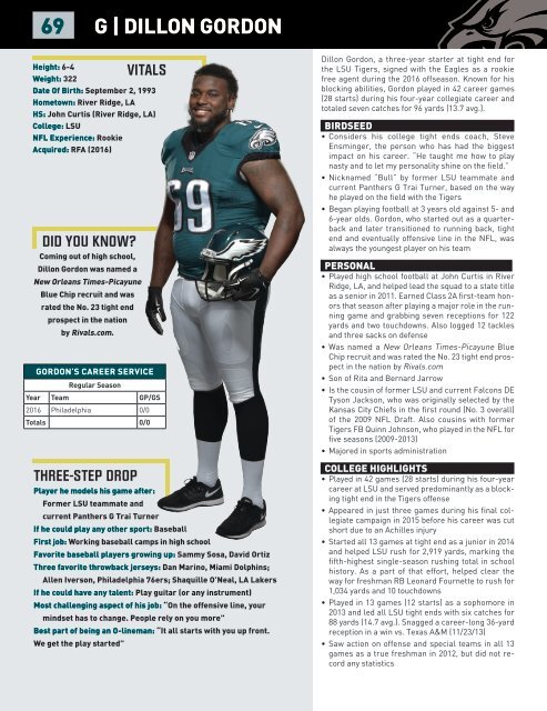 EAGLES GAME NOTES