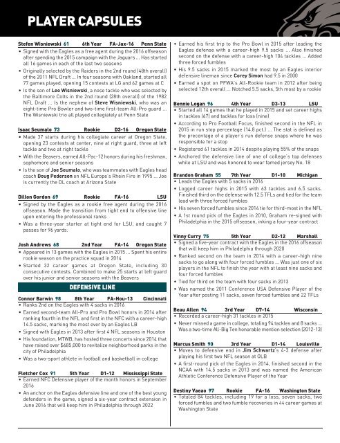 EAGLES GAME NOTES