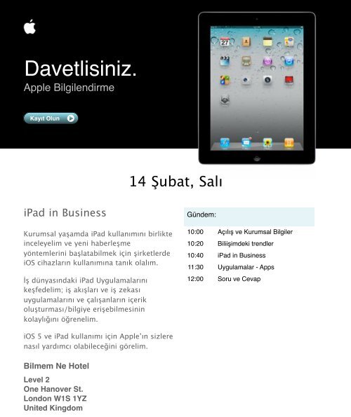 invitation iPad 2 in business