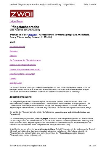 zwai.net - Pflegefachsprache / Holger Beuse, Münster