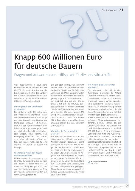 Fraktion direkt - Das Magazin | Ausgabe Dez.2016/Jan.2017