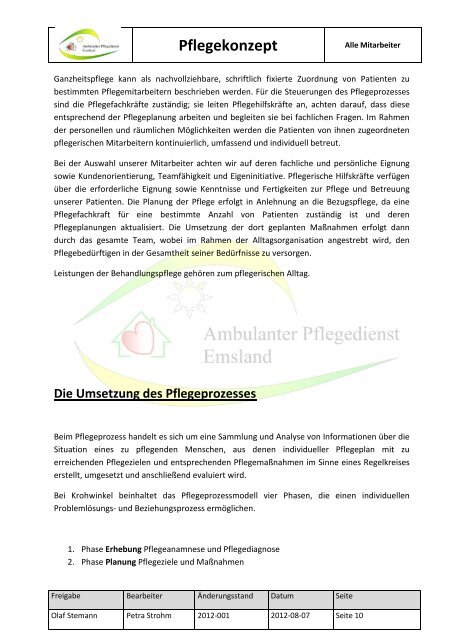 Pflegekonzept