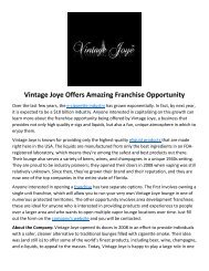 Vintage Joye Offers Amazing Franchise Opportunity