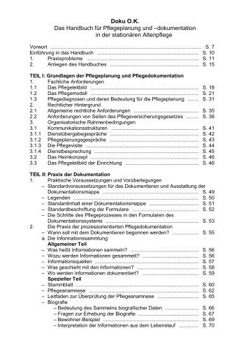 Doku O.K. Das Handbuch für Pflegeplanung und –dokumentation in ...