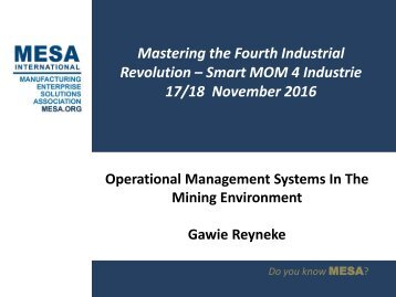 Gawie Reyneke MESA Africa Conference Presentations 2016 - 16 Nov
