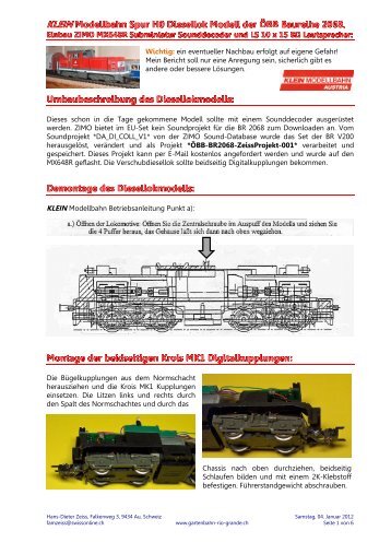 ÖBB BR 2068.026 Bericht mit CV-Tabelle - gartenbahn-rio-grande.ch