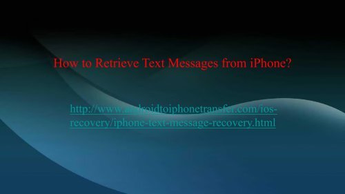 Simple Way to Recover Text Message from iPhone