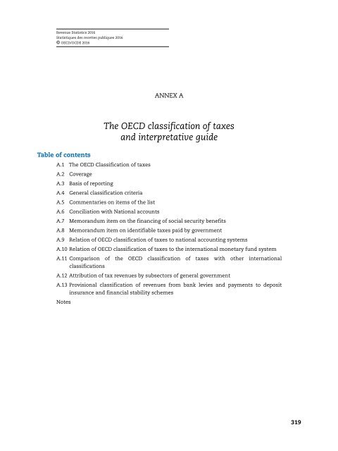 The OECD classification of taxes and interpretative guide