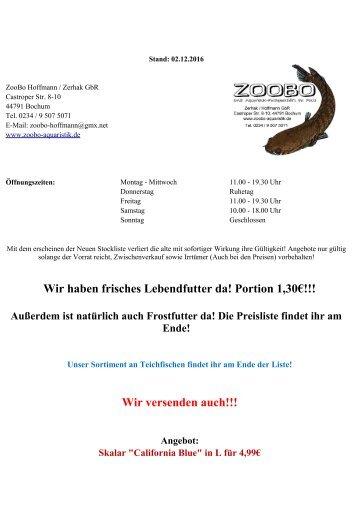 Stockliste ZooBo 02.12.2016