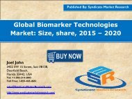 Global Biomarker Technologies Market: Size, share, 2015 – 2020