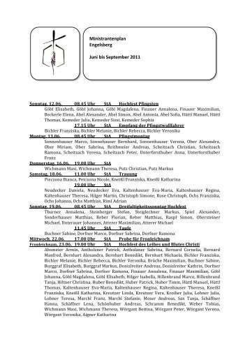 Ministrantenplan Engelsberg Juni bis - Katholischer Pfarrverband ...