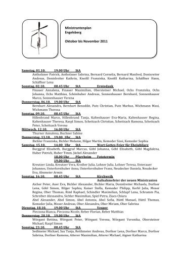Ministrantenplan Engelsberg Oktober bis Nove - Katholischer ...