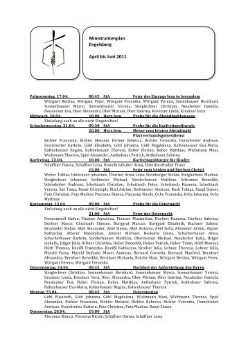 Ministrantenplan Engelsberg April bis Juni 2011 - Katholischer ...