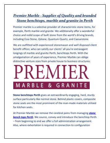 Premier Marble - Supplier of Quality and branded Stone benchtops, marble and granite in Perth