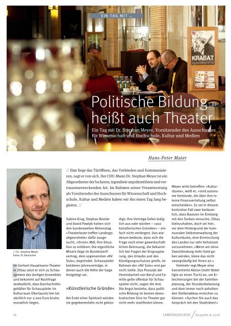 Landtagskurier, Ausgabe 8/2016