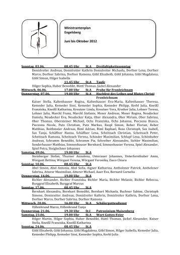 Ministrantenplan Engelsberg Juni bis Oktober - Katholischer ...