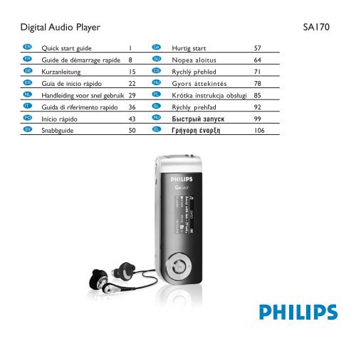 Philips Baladeur audio &agrave; m&eacute;moire flash - Guide de mise en route - BRP