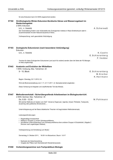 Biologie - koost - Universität zu Köln