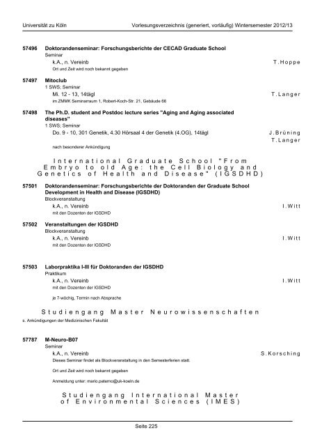 Biologie - koost - Universität zu Köln