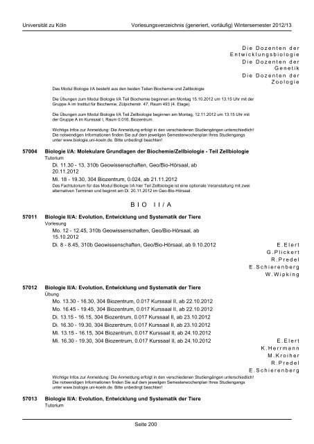 Biologie - koost - Universität zu Köln