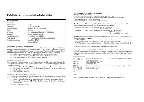 Betriebsanleitung Digitalkupplung UV1, UV2 für H0 1 ... - Krois-Modell