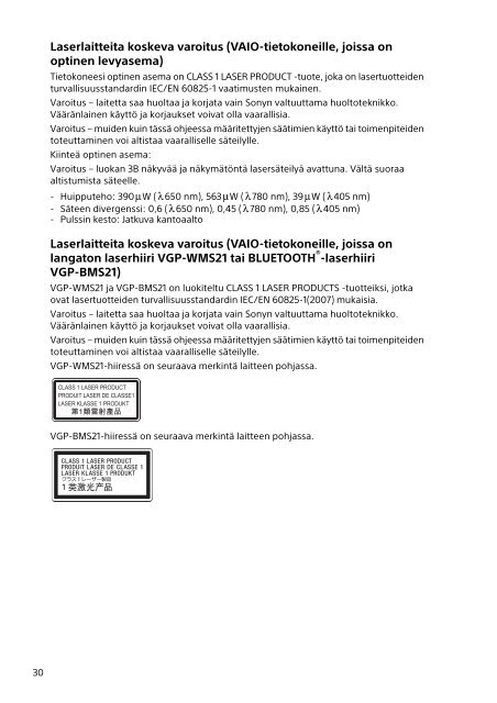 Sony SVS1312N9E - SVS1312N9E Documenti garanzia Svedese