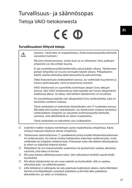 Sony SVS1312N9E - SVS1312N9E Documenti garanzia Danese