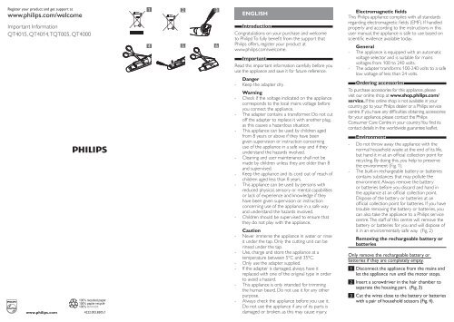 Philips Beardtrimmer series 3000 tondeuse &agrave; barbe - Instructions avant utilisation - ENG