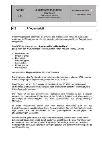 Kapitel 4.2 Qualitätsmanagement - Handbuch 4.2 Pflegemodell