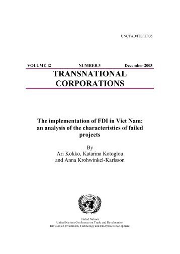 Characteristics of failed FDI projects in Viet Nam - eFaber